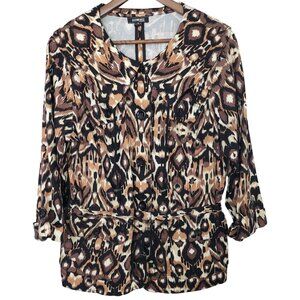Elementz Animal Print Button Front Jacket Womens Size 1X Pockets 3/4 Sleeves